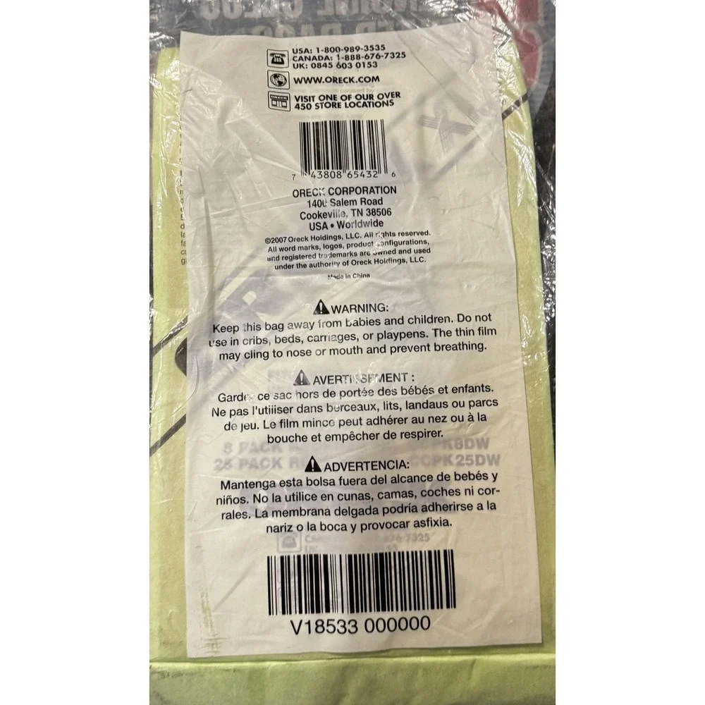 Oreck Type CC Hypo-Allergenic Celoc Filter Bags XL5 XL7 XL21 Upright 8 Pack